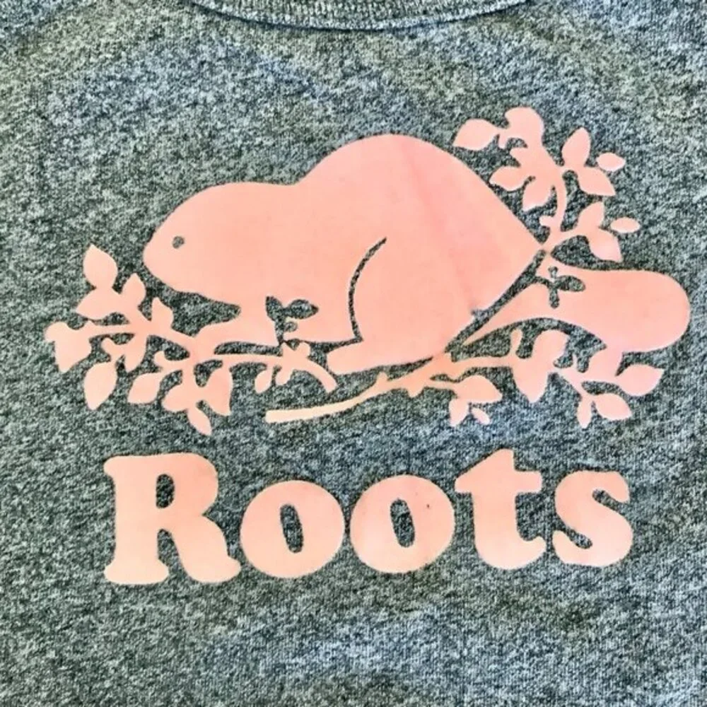 Roots Baby Roots‎ Canadian Baby Cotton Grey and Pink Beaver T-Shirt. 3-6 Months